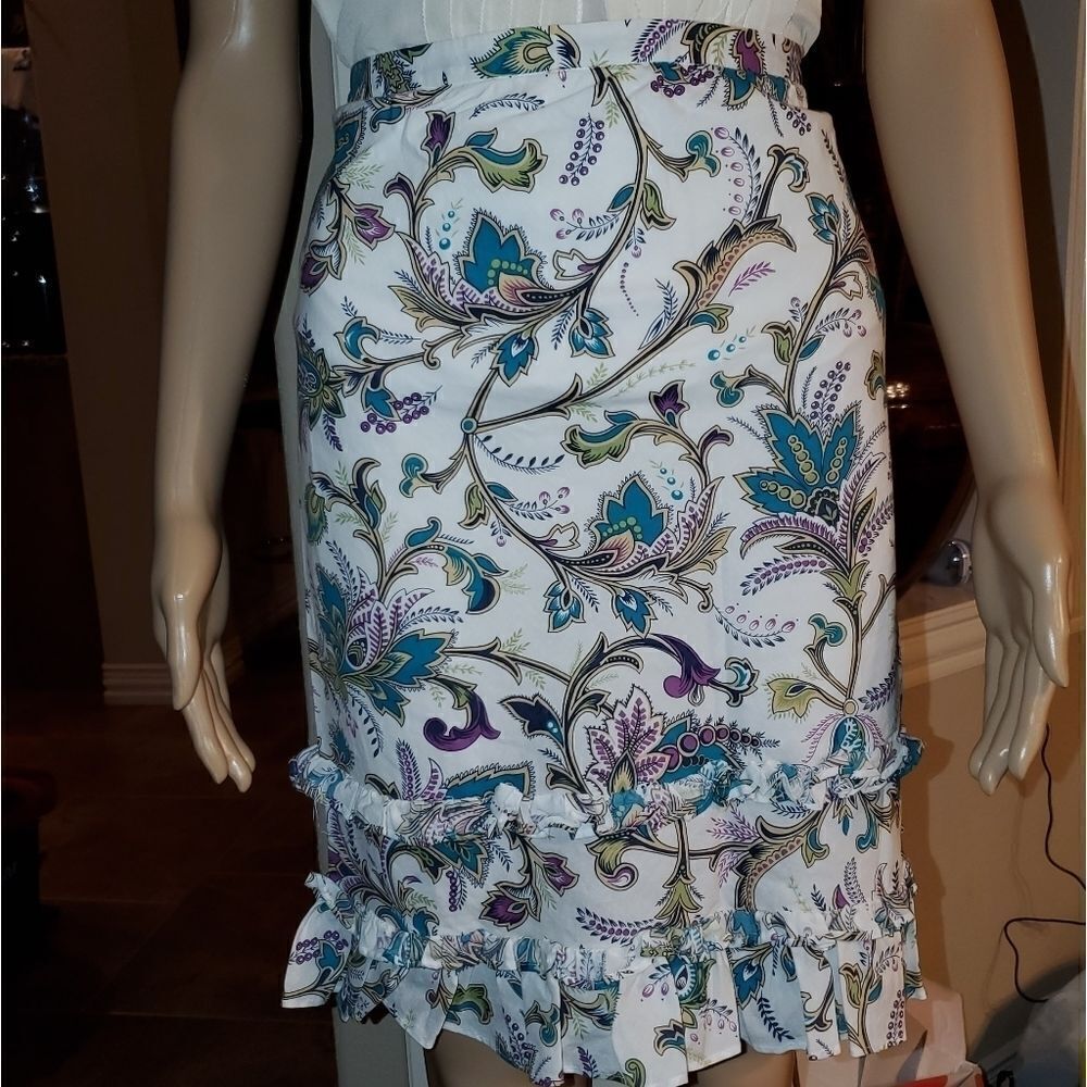I.N.C floral A-line cotton skirt